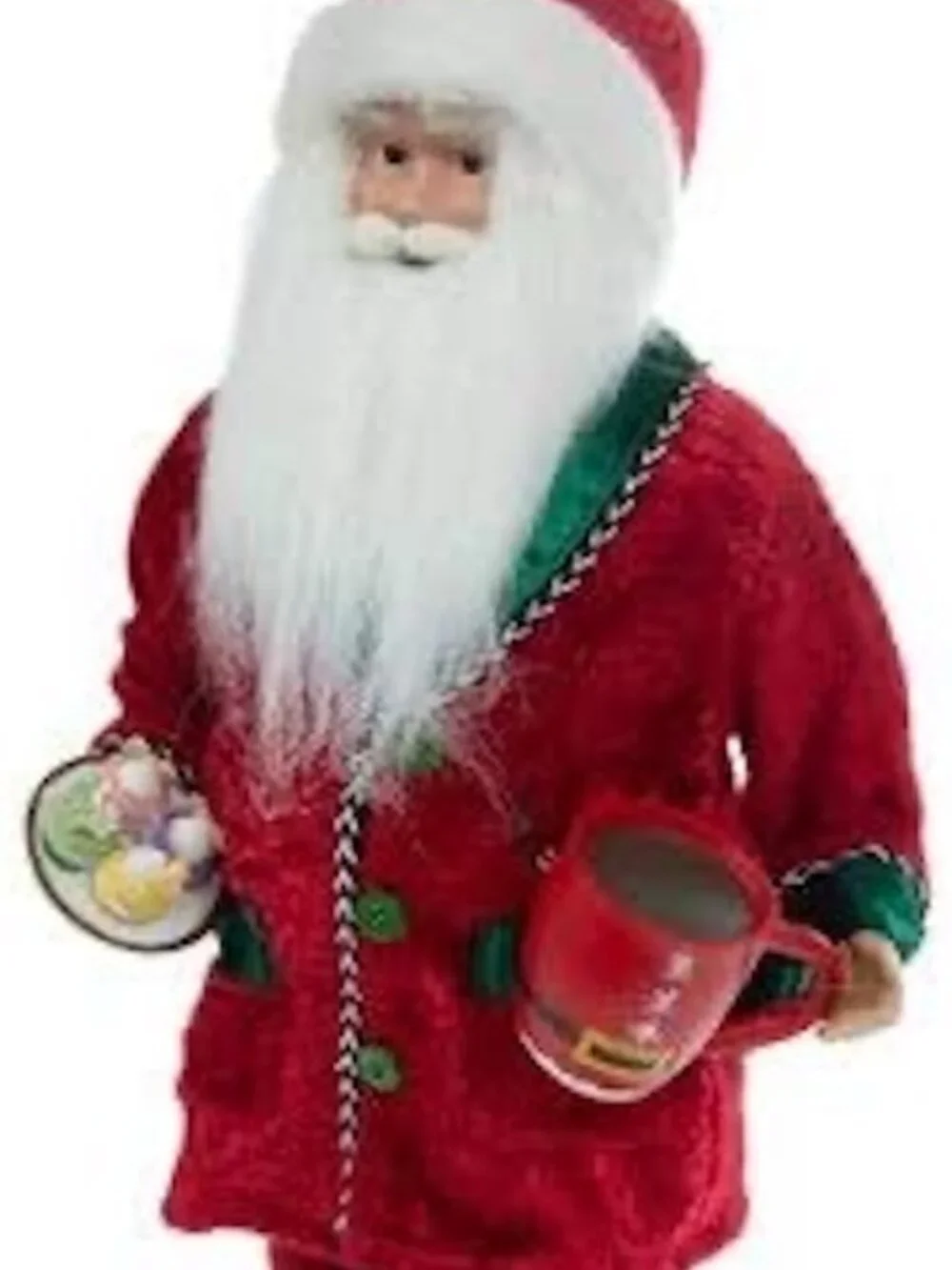 Pajama Santa Claus Figure Reindeer Slippers Mug Cookies Standing Christmas Decor